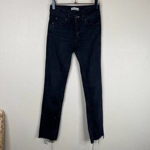 Acne Jeans Women High Rise Straight Leg Denim Jeans Raw Hem Black‎ 27 Core